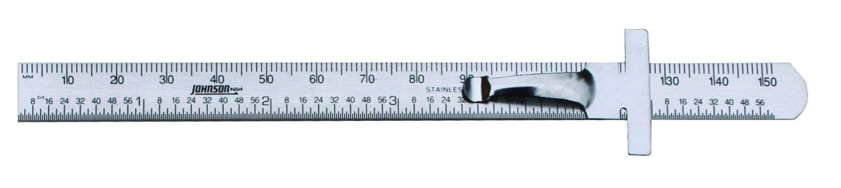Johnson Level & Tool 7203 Stainless Steel Metric Pocket Clip Rule, 6", Silver, 1 Ruler Johnson