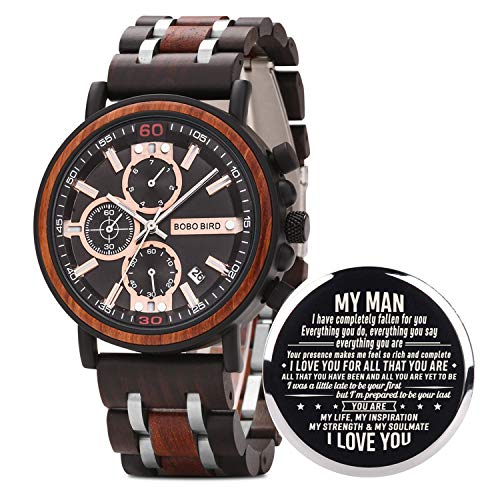 BOBO BIRD S18-1 Personalized Engraved Wood Watch Customized Wooden Watches for Husband Boyfriend Birthday Anniversary (Man-1) BOBO BIRD