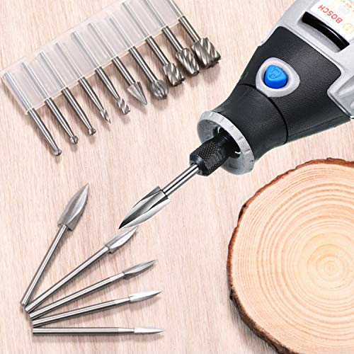 Honoson 15 Pieces Wood Carving and Engraving Drill Bit Set, Including Engraving Drill Accessories Bit and HSS Carbide Wood Milling Burrs for DIY Honoson
