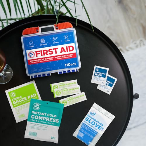 Be Smart Get Prepared 110 pc First Aid Kit: Clean, Treat, Protect Minor Cuts, Home, Office, Car, School, Business, Travel, Emergency, Outdoor, Be Smart Get Prepared