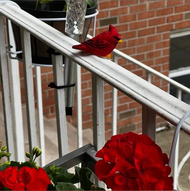 Selsela Cardinal Wood Red Bird Figurine Miniature Garden Statue Carving Home Decor Sculpture Small Animal Selsela