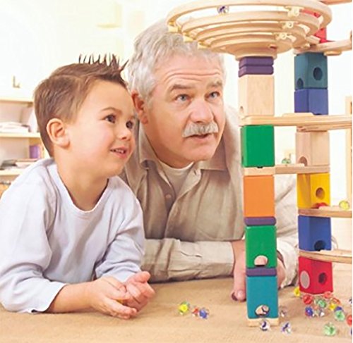 Hape Quadrilla Wooden Marble Run Construction - Vertigo - Quality Time Playing Together Safe and Smart Play for Smart Families,Multicolor Hape