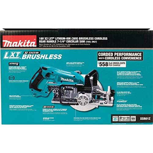 Makita XSR01Z 18V X2 LXT Lithium-Ion 36V Brushless Cordless Rear Handle 7-1/4" Circular Saw, Tool Only (Renewed) Makita