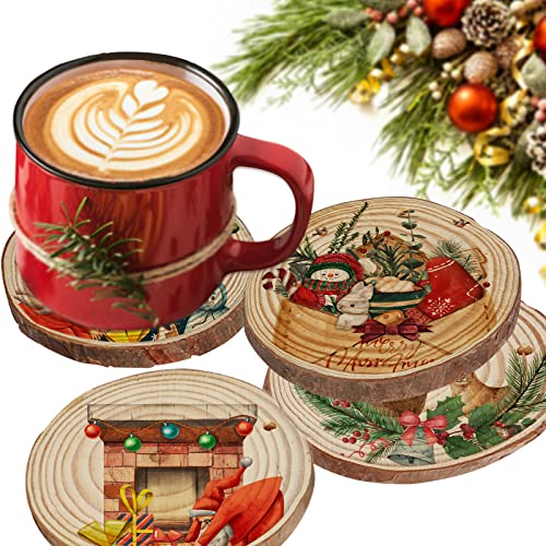 iUoczi Natural Wood Slices 24 pcs 3.5-4.0 Inches Wood Slices for Centerpieces UnfinishedWooden Circles for Crafts Wooden Ornaments for Crafts iUoczi