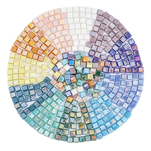 Wq Warmqing 390 Pieces Micro Glass Mosaic Tiles for Crafts,Tiny Iridescent Square Mosaic Glass Pieces,0.32 Inch Candy Mosaic Kits for Adults and WQ WARMQING
