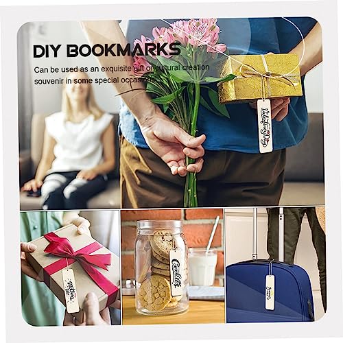 Tofficu 1 Set Wooden Bookmark Wood Crafts Tags Wooden Craft Bookmarks Unfinished Bookmark Blank Wooden Gift Tags Labels Lables Rustic Blank DIY Tofficu