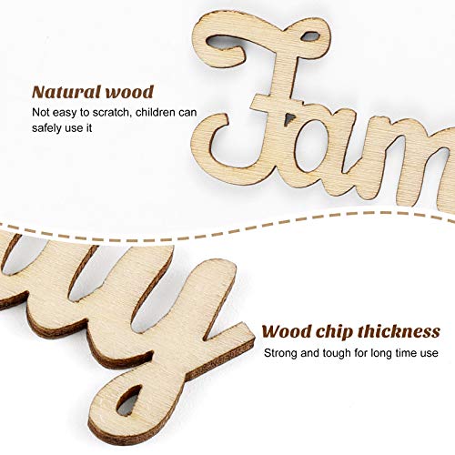 SUPVOX 10pcs Unfinished Family Wood Words Ornaments, Rustic Crafts Wooden Family Letters Alphabet Script for Christmas Tree Crafts Home Wedding DIY SUPVOX