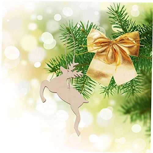 ABOOFAN 10pcs Unfinished Wooden Slices Wood Cutouts Unfinished Wooden Christmas Cutouts Christmas Ornaments Xmas Christmas Deer Pendants Ornament ABOOFAN
