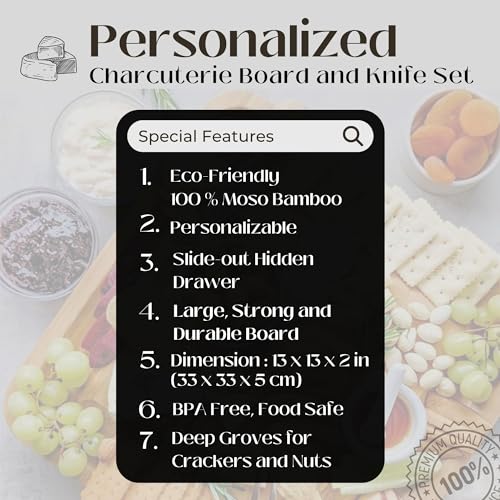 Personalized Charcuterie Board Large Cheese Board and Knife Set, Engagement Gifts, Customized Wedding Gifts for Couples Anniversary Gift Engraved ViaDante Home Concept