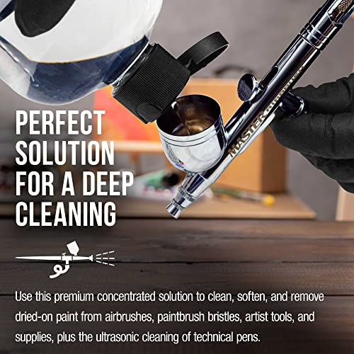 U.S. Art Supply Airbrush Cleaner, 16-Ounce Pint Bottle - Fast Acting Cleaning Solution, Quickly Remove Water-Based Acrylic Paint, Watercolor, Makeup US Art Supply