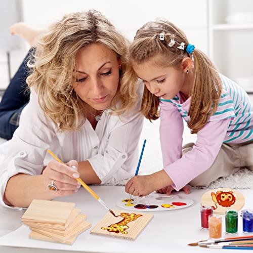 36 Pcs Unfinished Wood Coasters 4" Square and Round Wood Slices for Nature Crafts Blank Wooden Coasters for Crafts and 132 Pcs Non Slip Dot Stickers EBOOT