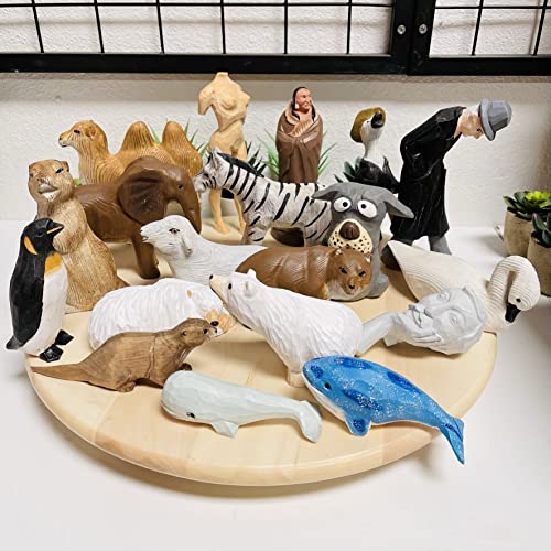 YEEYAYA Cow 3” Wood Sculpture Hand Carved Wood Figurine Wood Statue Room Decor Home Decor Farm Animals Zoo Animals YEEYAYA