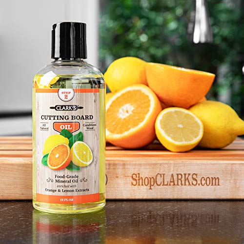 CLARK'S Cutting Board Oil - Food Grade Mineral Oil for Cutting Board - Enriched with Lemon and Orange Oils - Butcher Block Oil and Conditioner - CLARK'S