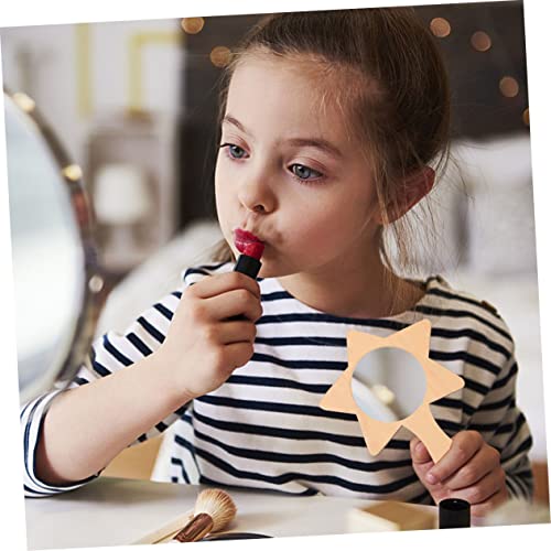 MAGICLULU 12pcs DIY Wooden Mold Unfinished Mirror Craft Mini Star Mirror Travel Mirror Compact Heart Hand Mirror Mini Wooden Mirror Wood Hand Mirror MAGICLULU