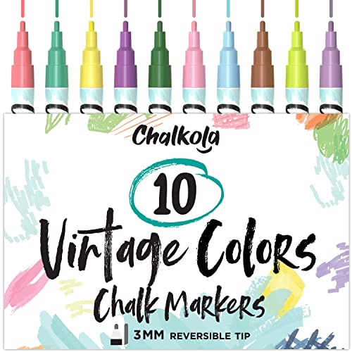 Chalkola Vintage & Metallic Bundle - 10 Metallic and 10 Vintage Markers Chalkola