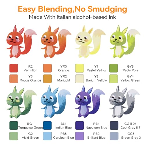 Brush Tip Alcohol Markers Set - 49 Colors Dual Tip Permanent Art Markers for Adult Coloring Artist Sketching Illustration Drawing, Alcohol Based SFAIH