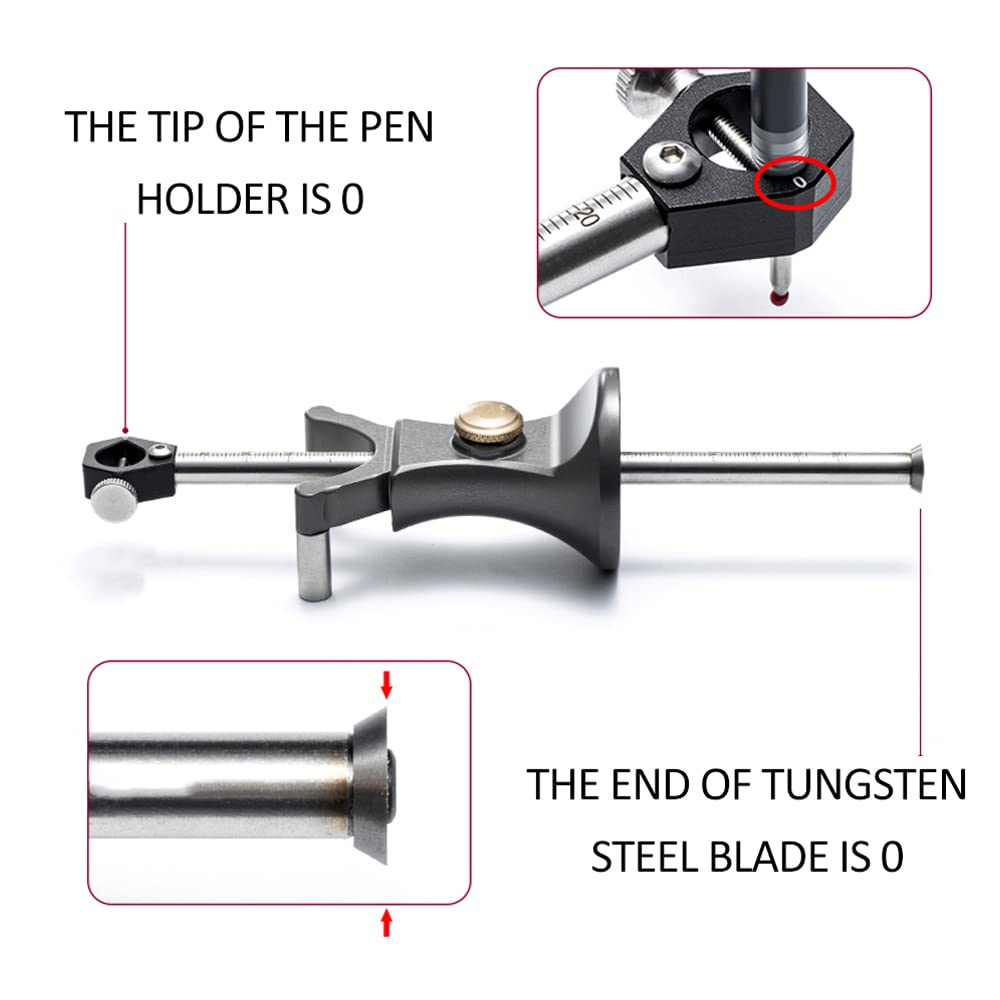 Weytoll Wood Scribe Tool, Wheel Marking Gauge, Woodworking Tool Set 180 MM Sliding Mark Scraper Adjustable Precision Linear Arc Dual-purpose Scriber Weytoll