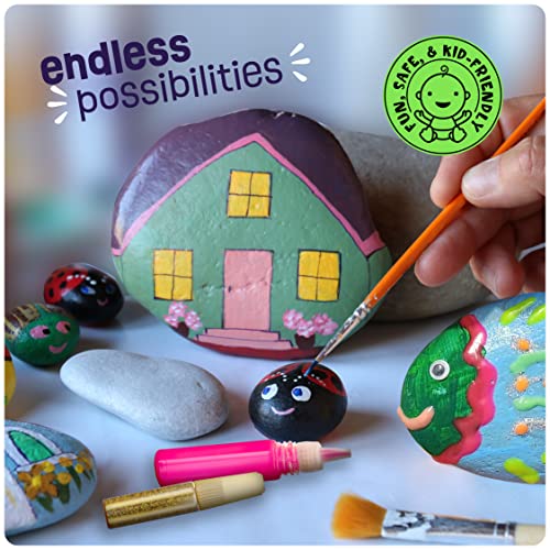 Kids Rock Painting Kit - Glow in The Dark - Arts & Crafts Gifts for Boys and Girls Ages 4-12 - Craft Activities Kits - Creative Art Toys for 4, 5, 6, Dan&Darci