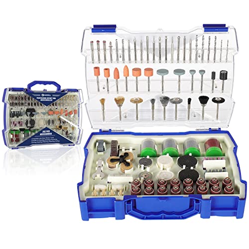 HARDELL Rotary Tool Accessories Kit 282 Pcs, Power Rotary Tool Bits 1/8''(3.2mm) Diameter Shanks Universal Fitment for Easy Cutting, Sanding, HARDELL