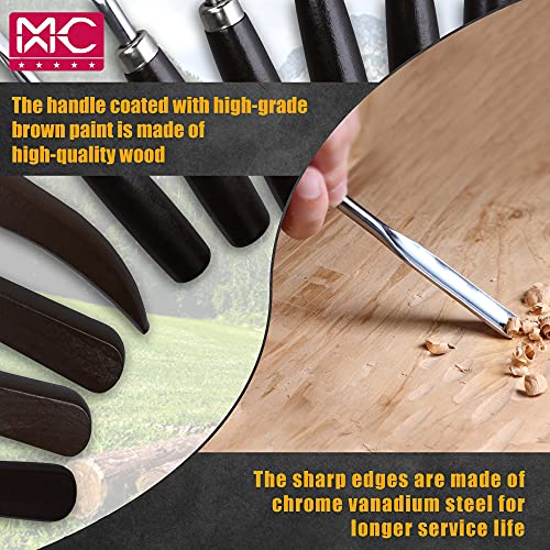 Woodworking 11 PC Carving Chisel Set with Wooden Storage Case - Gouges, Chisels and knifes for Hobbyists and Professional Wood Carving Tool MKC