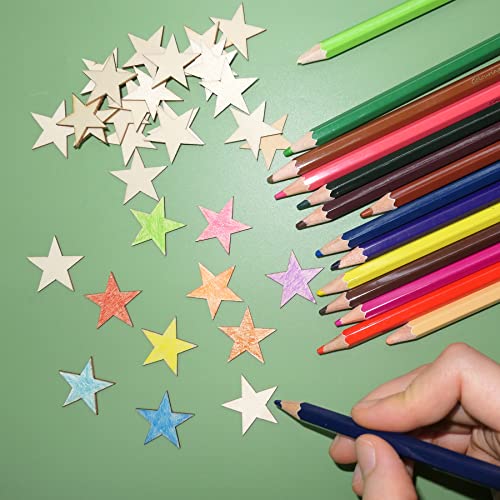 HADDIY 1 Inch Small Wooden Stars for Crafts,200 Pcs Unfinished Wood Star Cutouts Ornaments for Wooden Flags Making and Art Craft HADDIY