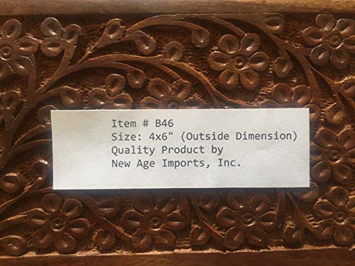 New Age Imports, Inc. GIFT IDEAS~ Floral Carved Handmade Wooden Box 4 inches by 6 inches~Ideal for storing Jewelry, Coins, Tartot cards, Small New Age Imports, Inc.
