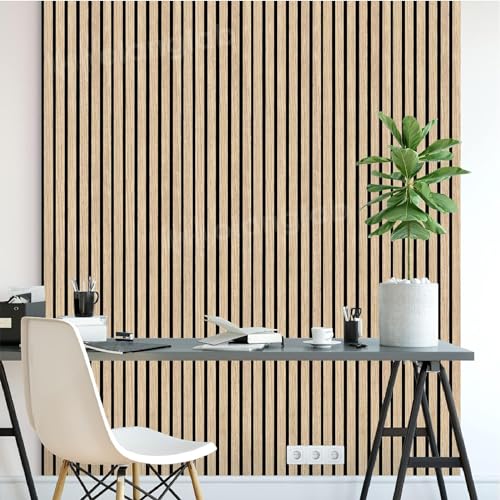 Olanglab Wood Slat Wall Panels, 2 Pack Wood Slats for Wall, 94.48"x 12.59"x 0.82" Each, 3D Wall Panels for Interior Wall Decor, (Warm Oak) Olanglab