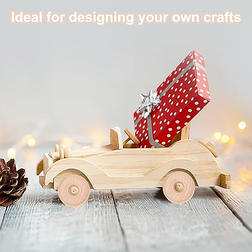 OLYCRAFT 20Pcs Wood Craft Wheels 2x0.5 Inch Unfinshed Wooden Wheels Small Wood Wheels Treaded Wooden Tools Wheel with 0.2 Inch/6mm Hole for DIY Small OLYCRAFT