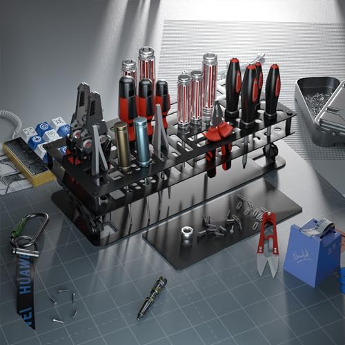 Vilaxing Screwdriver Organizer Holder Screwdriver Storage Rack for Desktop, Angle and Height Adjustable, Carbon Steel Tool Holder Shelf for rc Repair Vilaxing