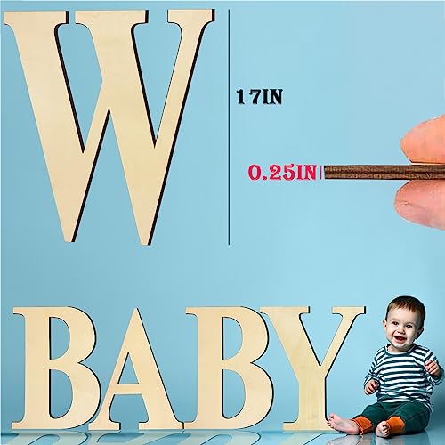 17 Inch Unfinished Wooden Letters, Blank Wood Letters Sign for Home Wall Decor, Large Unpainted Wood Letter for Crafts,Birthday,Wedding Party BIUWING