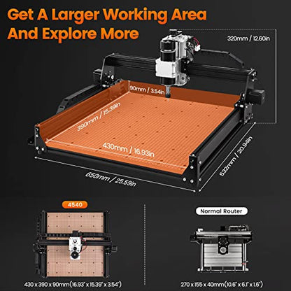 IKLESTAR 500W Spindle CNC Machine for Metal, 3 Axis Desktop CNC Router with Offline Controller, 430 x 390 x 90mm Working Area