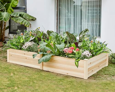 AMERLIFE 18 Inch Deep Wooden Raised Garden Planter 8x4FT Extra Large Raised Garden Bed Planter Box Garden Planters for Deep-Rooted Plants Outdoors