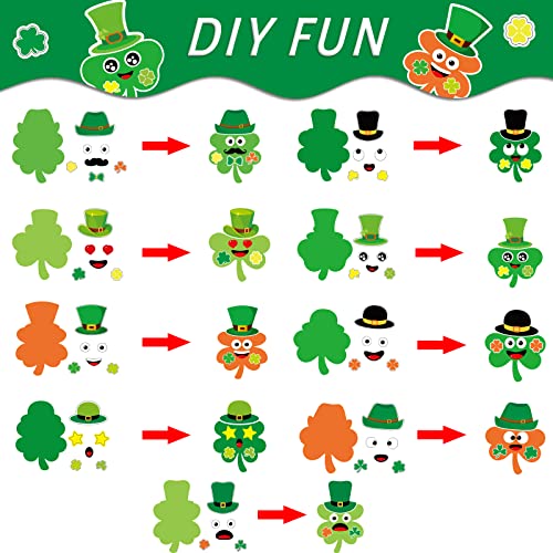 chiazllta 36 Packs St. Patrick's Day Craft Kits DIY Shamrock Art Craft for Preschool Kids, St. Patrick’s Day Make Your Own Shamrock Paper Craft Set chiazllta