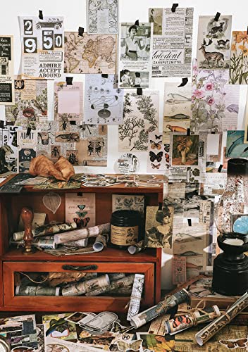 Knaid 200 Pieces Vintage Ephemera Pack Decoupage Paper Junk Journal Kit Scrapbook Planner Sticker Supplies for Art Journaling Bullet Journals Collage Knaid