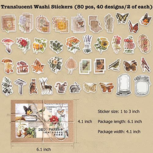 Knaid 200 Pieces Vintage Ephemera Pack Decoupage Paper Junk Journal Kit Scrapbook Planner Sticker Supplies for Art Journaling Bullet Journals Collage Knaid