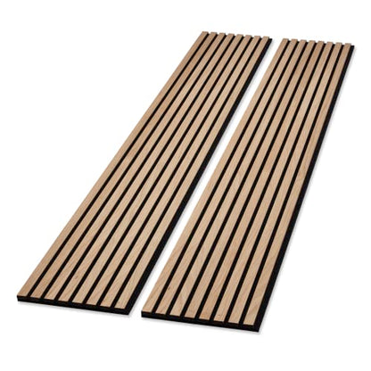 SLATPANEL Two Acoustic Wood Wall Veneer Slat Panels - Natural Oak | 94.49” x 12.6” Each | Soundproof Paneling | Wall Panels for Interior Wall Decor