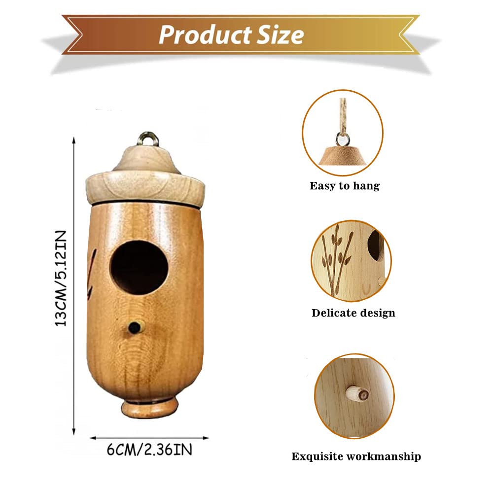 BOMEIQEE Hummingbird House, 4.5 Inches Mini Bird House, Wooden Hummingbird Swing Nest for Outside Hanging, Pet Cottage for Wren Swallow Sparrow Bomeiqee