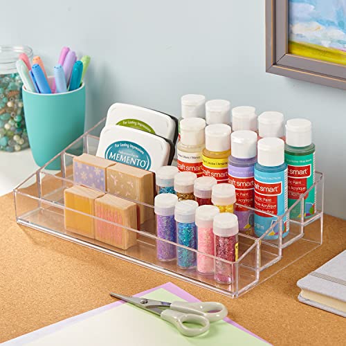 STORi Clear Plastic Multi-Level Vanity Organizer | Rectangular 4-Tier Holder for Makeup, Eyeshadow Palettes, & up to 40 Nail Polish Bottles | Made in STORi