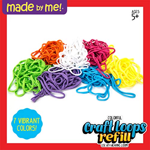 Made By Me Craft Loops Refill By Horizon Group Usa, Includes 3.5 Oz Of Weaving Loom Loops In 7 Vibrant Colors, Multicolored Made By Me