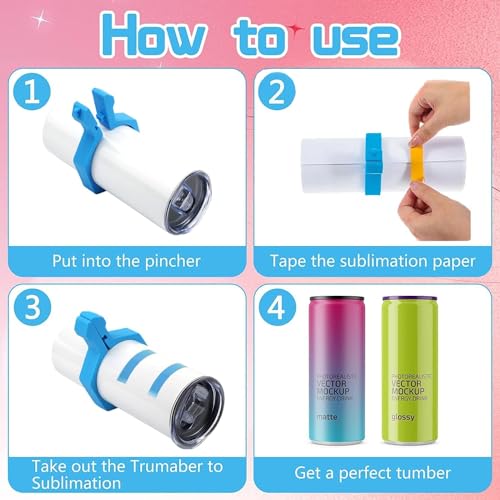 Pinch Perfect Tumbler Clamp Kits,Pinch Perfect Tumbler Clamp for 20 Oz Sublimation Blanks Tumblers, Pinch Perfect Clamp Grip Tool(Blue,Pink), Heat Majreey