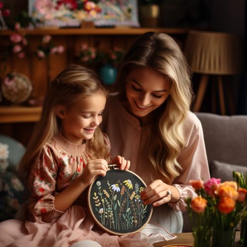 ETSPIL 4 Sets Embroidery Kit for Beginners ,Plant Kits for Adults Learn 33 Different Stitches,Includes Stamped Pattern, Easy to Follow Instruction & ETSPIL