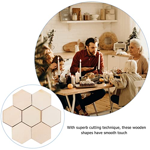 MAGICLULU 100pcs 25MM Unfinished Hexagon Wood Slices Wooden Unpainted Hexagon Blocks Blank Hexagon Wood Cutouts for DIY Crafts Home Decoration MAGICLULU