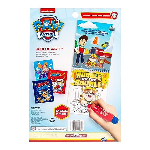 Paw Patrol Aqua Art, Includes 4 Reusable Pages of Water Art & Water Pen, Color with Water Book, Water Reveal Activity Book, Paint with Water Books, Horizon Group USA