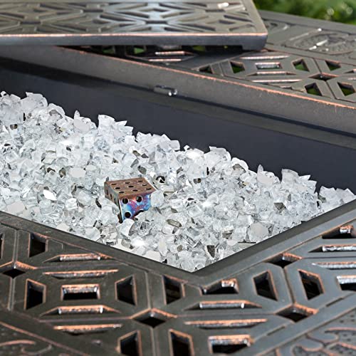 Onlyfire 10 pounds Fire Glass for Propane Fire Pit and Gas Fireplace, 1/4 Inch Reflective Firepit Glass Rocks for Fire Pit Table and Fire Bowl, High onlyfire