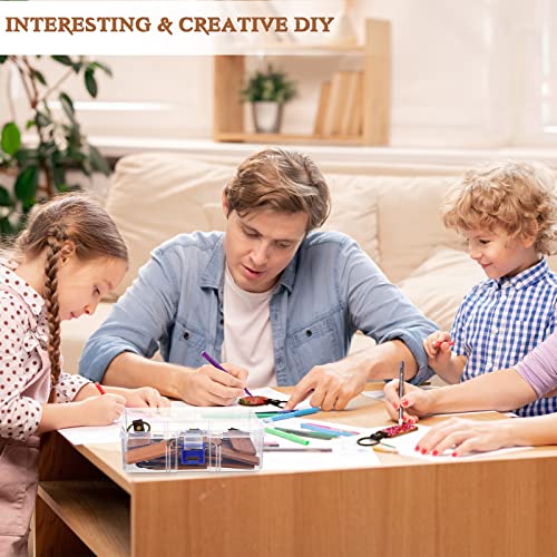 20 Pcs Blank Wooden Keychains Leather Keychains for Engraving Blanks Keychain with Container for DIY Employee Gifts Craft Inbagi