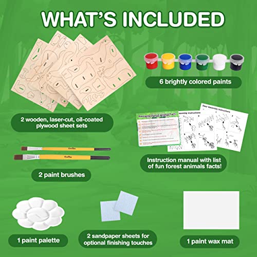 CoolToys Whimsical Woods Paint n' Play 3D Model and Craft Kit - Educational and Fun 3D Wooden Models Building and Painting Set for Kids Ages 6+ - CoolToys