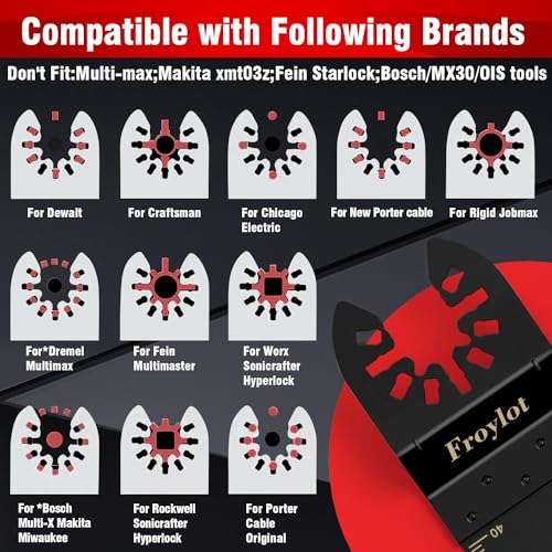 FROYLOT 24pcs Titanium Oscillating Tool Blades, Universal Multitool Blades for Metal Wood Cutting, Oscillating Saw Blade Metal Hard Material, Multi FROYLOT