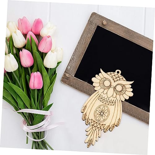 25Pcs owl Wood Chips Wooden Flowers Owl Charm Pendant Wooden owl Shape Blank Wooden Slices Unfinished Wood Animal Craft Animal Wood Blanks Kids KONTONTY