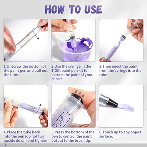 TiGilt Touch Up Paint Pens 3-Pack - Refillable Paint Brush Pens for Walls Furniture Drywall Cabinet Wood Countertop Window Door Small Brushes Repair TiGilt