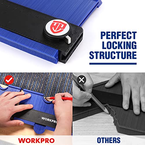WORKPRO Connectable Contour Gauge (10+10 Inch), Profile Duplicator with Lock, Precisely Copy Irregular Shape, Gift for Father, Husband, Outline WORKPRO